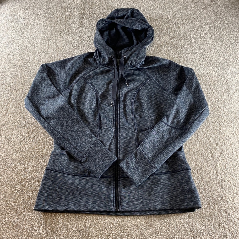 Athleta Full Zip Hoodie‎ Womens Large Gray Excellent Space Dye Active Jacket